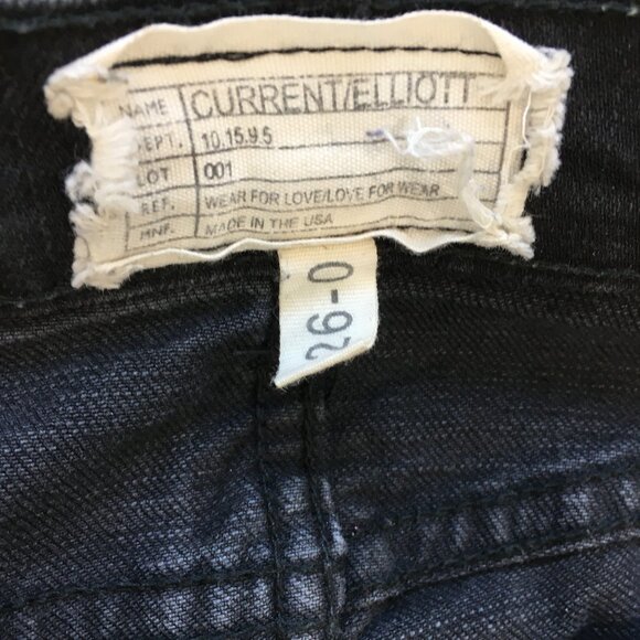 CURRENT ELLIOTT The Stiletto Black Shredded Distressed Ankle/Crop 5 Pocket Jeans - Picture 2 of 13